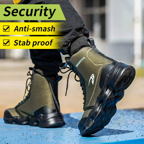 Black Work Boots Steel Toe Comfortable Safety Shoes