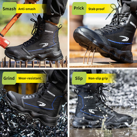 Black Work Boots Steel Toe Comfortable Safety Shoes