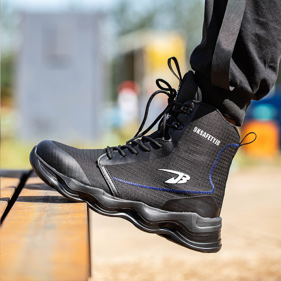 Black Work Boots Steel Toe Comfortable Safety Shoes