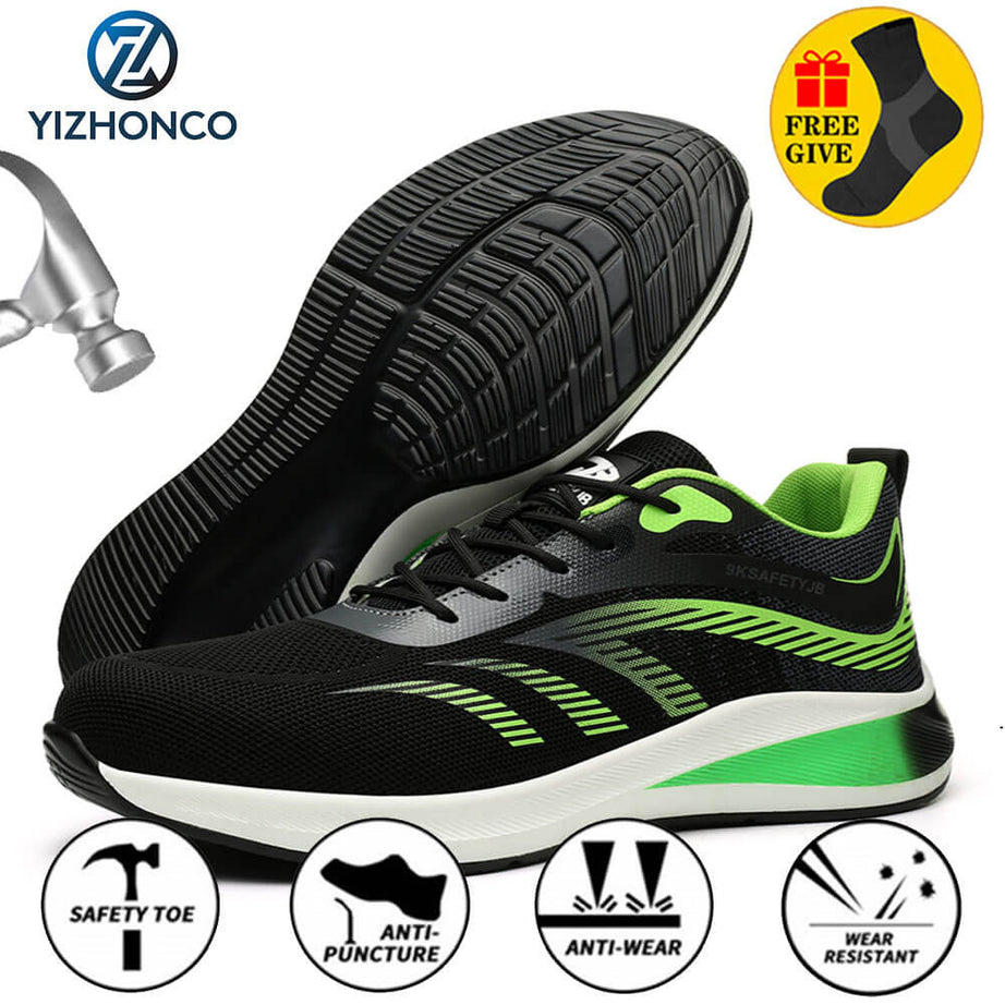 Green Lightweight Safety Shoes Fashion Safety Shoes Sneaker Style