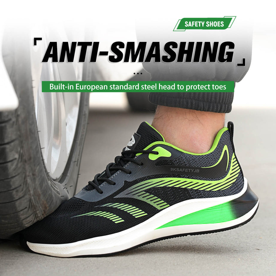 Green Lightweight Safety Shoes Fashion Safety Shoes Sneaker Style