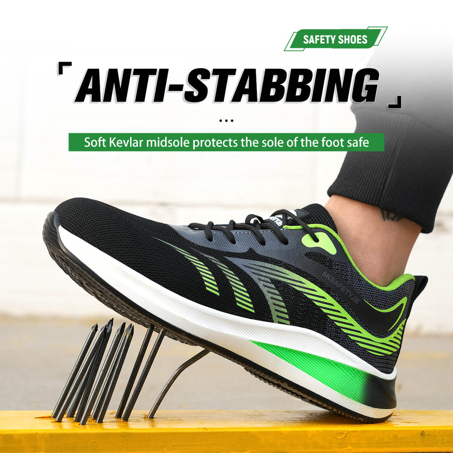 Green Lightweight Safety Shoes Fashion Safety Shoes Sneaker Style