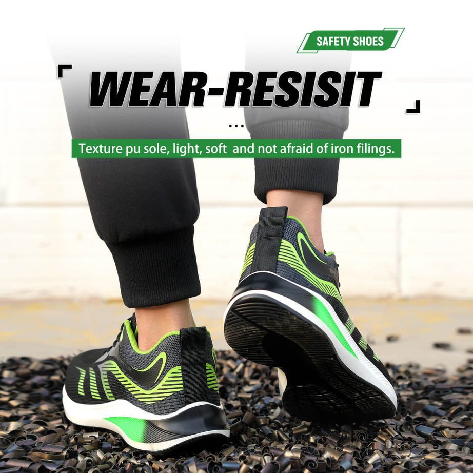 Green Lightweight Safety Shoes Fashion Safety Shoes Sneaker Style