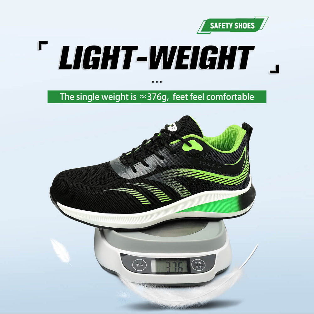 Green Lightweight Safety Shoes Fashion Safety Shoes Sneaker Style