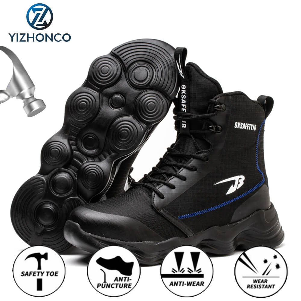 Black Work Boots Steel Toe Comfortable Safety Shoes